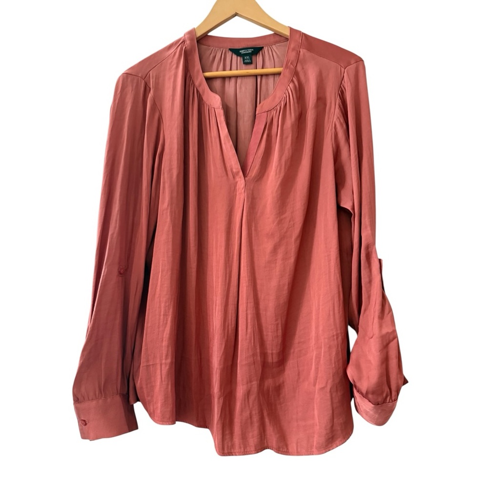 Simply Vera Vera Wang Orange Cream Long Sleeve Blouse